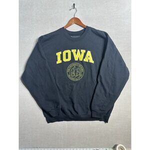 Iowa Hawkeyes Sweatshirt Long Sleeve Pullover Crew Neck Size Large Perin Black